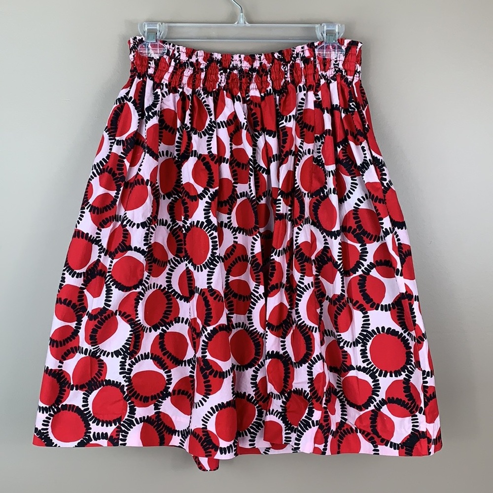 Kate Spade red and black circle print full skirt 2